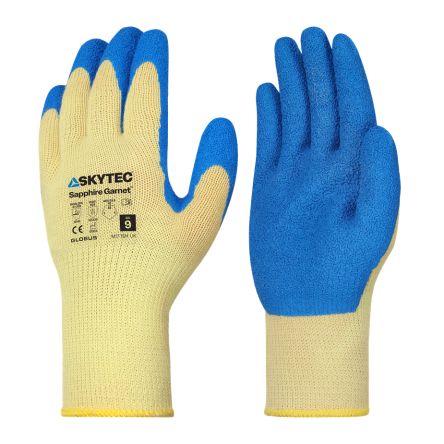 Skytec Sapphire Garnet Blue, Yellow Para-aramid Abrasion Resistant, Cut Resistant Work Gloves, Size Small, Latex Coating [SKG00062CD]; 670-745