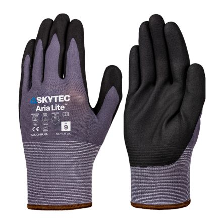 Skytec Aria Lite Black, Grey Nylon, Spandex Abrasion Resistant, General Purpose Work Gloves, Size 12, XXXL, Nitrile [SKG00061FN]; 670-746