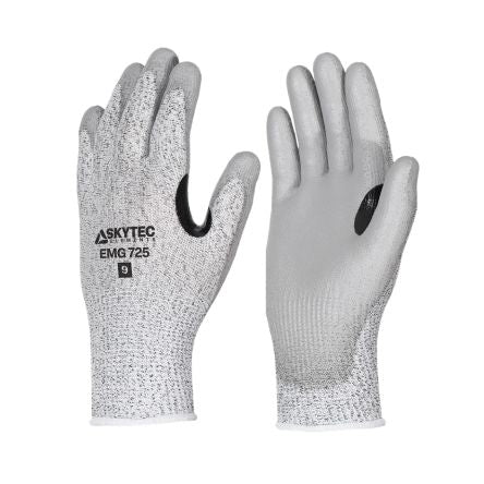 Skytec EMG725 Black, Grey 13 Gauge HPPE, Nylon Cut Resistant, Dry Environment, Good Dexterity Work Gloves, Size 12, [EMG00725FN]; 670-775