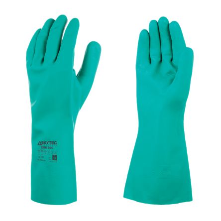 Skytec EMG560 Green Cotton Chemical Resistant Work Gloves, Size Small, Nitrile Coating [EMG00560ED]; 670-780