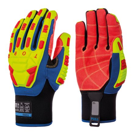 Skytec Torq Quantum Blue, Red Polyester, Spandex, TPR Cut Resistant, Impact Protection Work Gloves, Size XL, Aramid, [SKG00035DJ]; 670-795