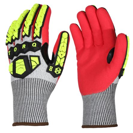 Skytec Torq Komet Grey, Red 13 Gauge HPPE, Nylon, Steel Fibre Cut Resistant, Impact Protection Work Gloves, Size Large, [SKG00034HH]; 670-803