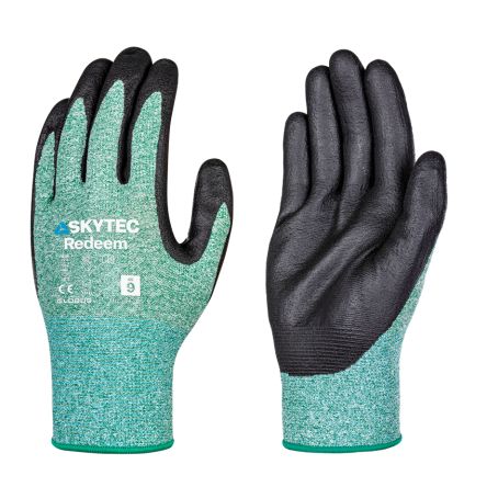 Skytec Skytec Redeem Black, Green Polyester, Recycled Polyester Chemical Resistant Work Gloves, Size Small, Nitrile [SKG00032ED]; 670-810