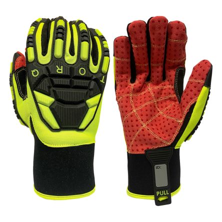 Skytec Torq D-Flect Red, Yellow Foam Laminated Spandex, PVC Dots, Synthetic Leather Impact Protection Work Gloves, Size [SKG00031CH]; 670-816