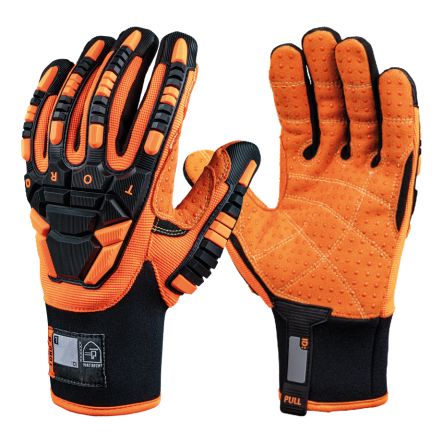 Skytec Torq Sirocco Black, Orange Polyester, Spandex, TPR Cut Resistant, Impact Protection Work Gloves, Size XL, [SKG00006GJ]; 670-824