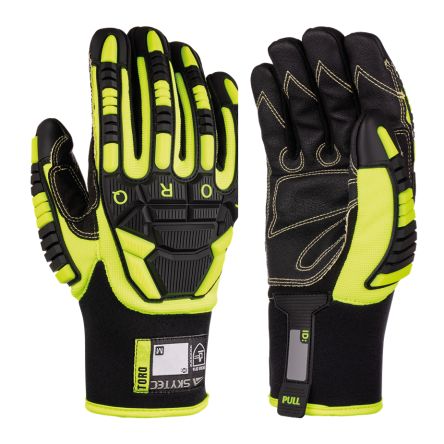 Skytec Torq Lightning Black, Yellow Polyester, Spandex, TPR Cut Resistant, Impact Protection Work Gloves, Size 12, [SKG00005CN]; 670-827