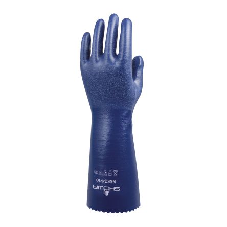 Showa NSK24 EBT Blue Cotton Chemical Resistant Work Gloves, Size Large, Nitrile Coating [SHONSK243]; 670-903