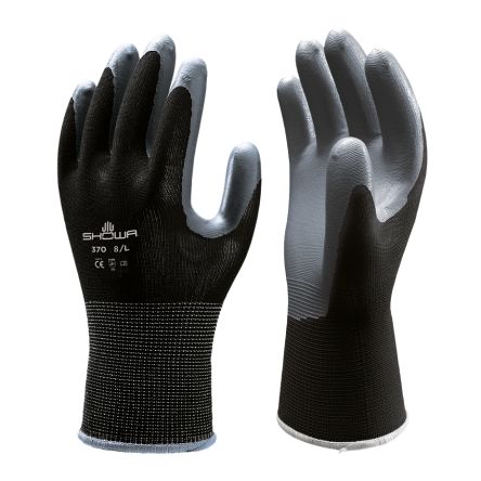 Showa 370 Black Black, Grey Nylon Abrasion Resistant, Anti-Slip, General Purpose, Good Dexterity, Tear Resistant Work [SHOB3703]; 670-972