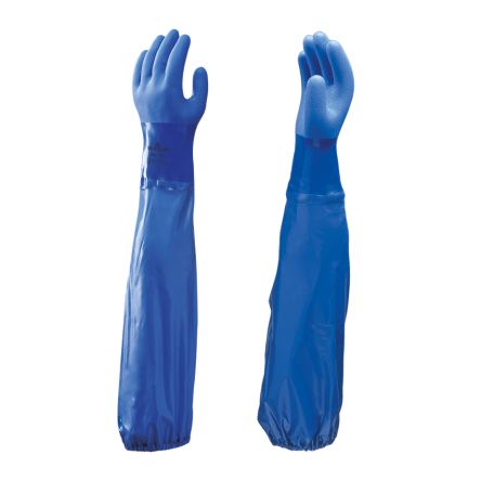 Showa 690 Blue Cotton Chemical Resistant Work Gloves, Size Large, PVC Coating [SHO6903]; 670-988