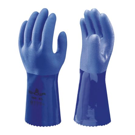 Showa 660 Gauntlet Black Cotton Chemical Resistant Work Gloves, Size Large, PVC Coating [SHO6803]; 670-992