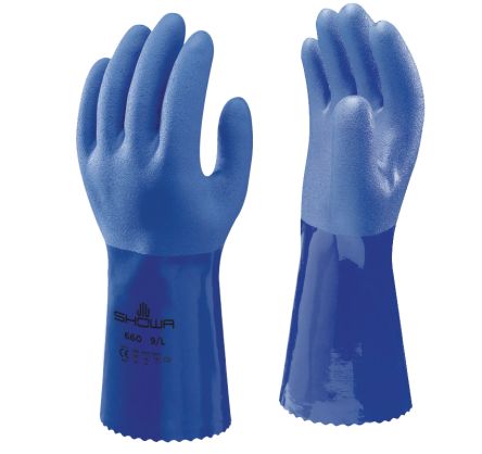 Showa 660 Blue Cotton Chemical Resistant Work Gloves, Size XXL, PVC Coating [SHO660B5]; 670-995
