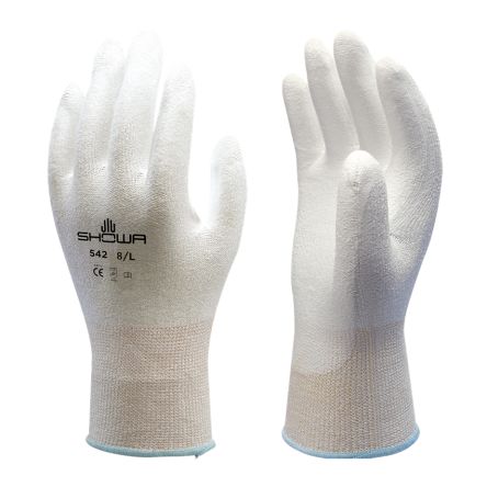 Showa 542 White HPPE Abrasion Resistant, Cut Resistant Work Gloves, Size Large, Polyurethane Coating [SHO5423]; 671-005