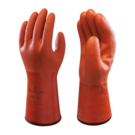 Showa 460 Orange Acrylic, Cotton Chemical Resistant Work Gloves, Size Large, PVC Coating [SHO4603]; 671-014