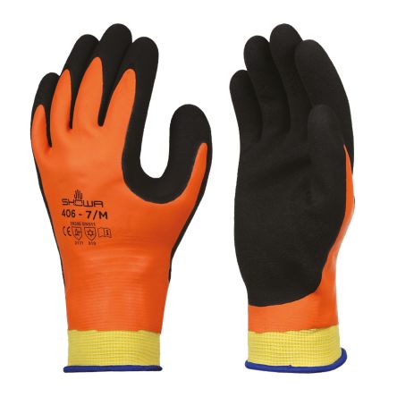 Showa 406 Black, Orange Acrylic, Nylon, Polyester Cold Environment, Wet Environment Work Gloves, Size XXL, Latex Coating [SHO4065]; 671-017