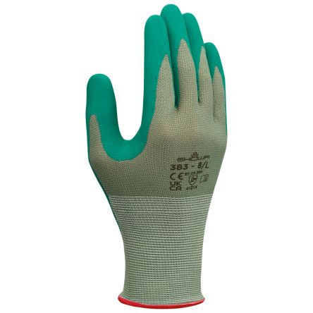 Showa 383 Green Polyester Grip and Abrasion Resistance, Oil Resistant, Wet Resistance Work Gloves, Size XXL, Nitrile [SHO3835]; 671-022