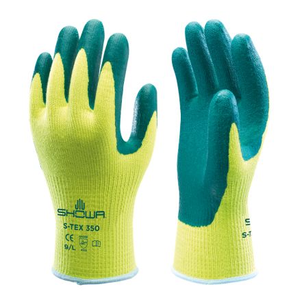 Showa S-TEX 300 Green, Yellow 10 Gauge Hagane Coil Abrasion Resistant, Cut Resistant Work Gloves, Size Medium, Nitrile [SHO3602]; 671-038