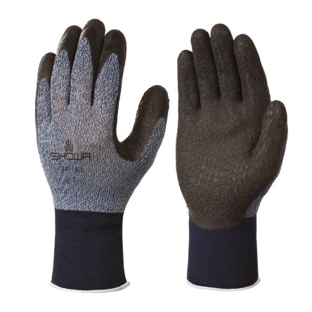 Showa 341 Gardening Black, Grey Nylon, Polyester Extra Grip, Good Dexterity Work Gloves, Size XL, Latex Coating [SHO341G4]; 671-052