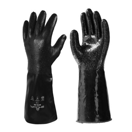 Showa 3415 Black Polyester Chemical Environment Work Gloves, Size Medium, Neoprene Coating [SHO34152]; 671-064