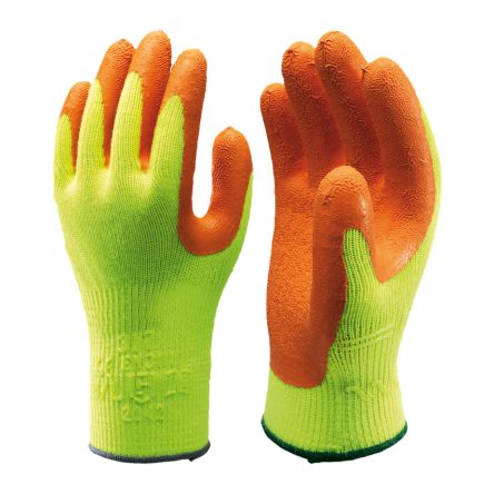 Showa 317 Orange, Yellow Polyester Extra Grip, Good Dexterity Work Gloves, Size XL, Latex Coating [SHO3174]; 671-068