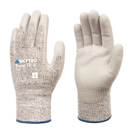 Skytec Tons TP-5 Grey, White 13 Gauge HPPE, Glass Fibre, Recycled Polyester Abrasion Resistant, Cut Resistant Work [TNS0601]; 671-076