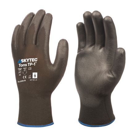 Skytec Tons One PU TP-1 Black Polyester Abrasion Resistant, Extra Grip Work Gloves, Size Small, Polyurethane Coating [TNS0201]; 671-097