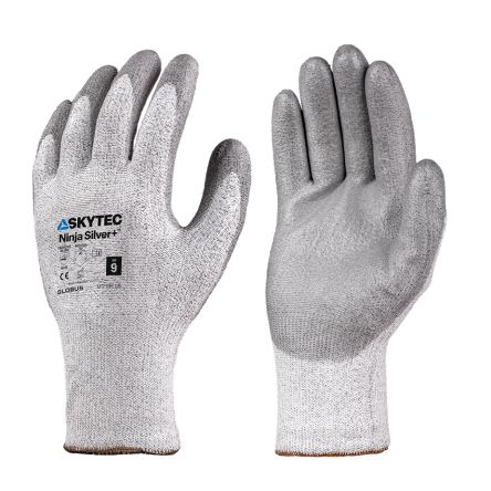 Skytec Ninja Silver+ Grey Glass Fibre, HPPE, Nylon Cut Resistant, Dry Environment, Good Dexterity, Oil Resistant Work [SKY294]; 671-102