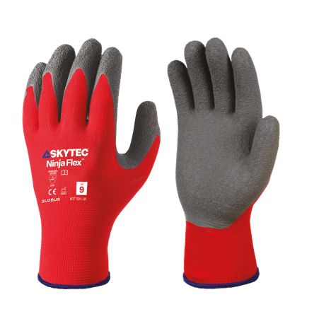 Skytec Ninja Flex Grey, Red Nylon Abrasion Resistant, Dry Environment, Good Dexterity, Tear Resistant Work Gloves, Size [SKY192]; 671-121