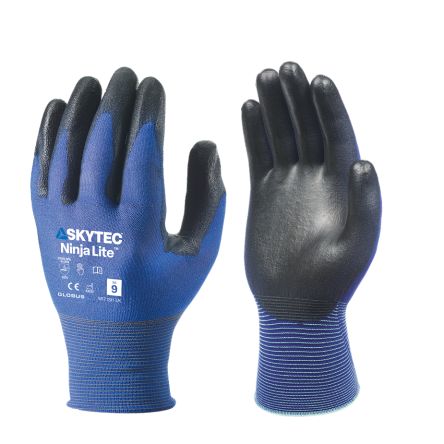 Skytec Ninja Lite Black, Blue Nylon Abrasion Resistant, Extra Grip, General Purpose, Oil Resistant Work Gloves, Size [SKY120]; 671-125