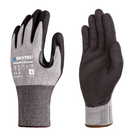 Skytec Sapphire Xtreme Black, Grey 15 Gauge Glass Fibre, HPPE, Nylon, Spandex, Steel Fibre Cut Resistant Work Gloves, [SKY1031]; 671-130