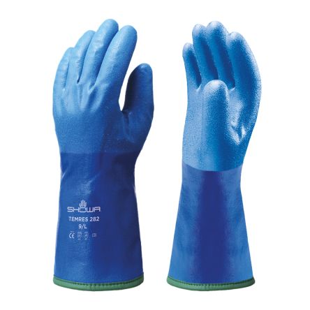 Showa 282 Temres Blue Acrylic, Nylon (Liner) Cold Resistant, Waterproof Work Gloves, Size Large, Polyurethane Coating [SHO2823]; 671-213