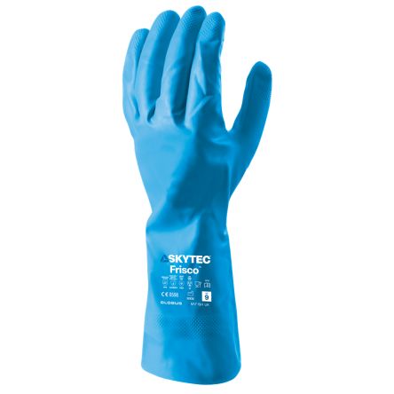 Skytec Frisco Blue Cotton Chemical Environment Work Gloves, Size Small, Nitrile Coating [SKY951]; 671-222