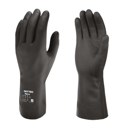 Skytec Nero Black Cotton Chemical Environment Work Gloves, Size Small, Rubber Coating [SKY871]; 671-224