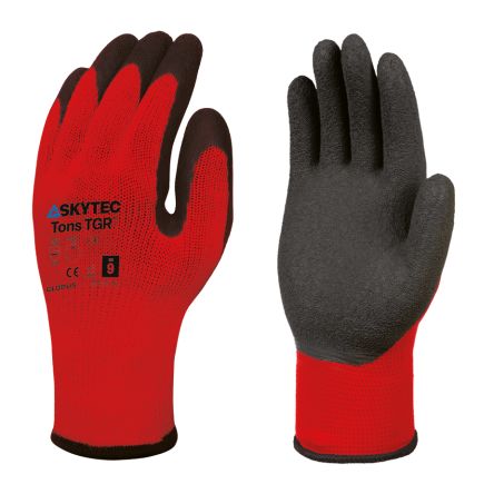 Skytec Tons Red Black/Red Polyester Abrasion Resistant, Extra Grip Work Gloves, Size XXL, Latex Coating [SKY705]; 671-226