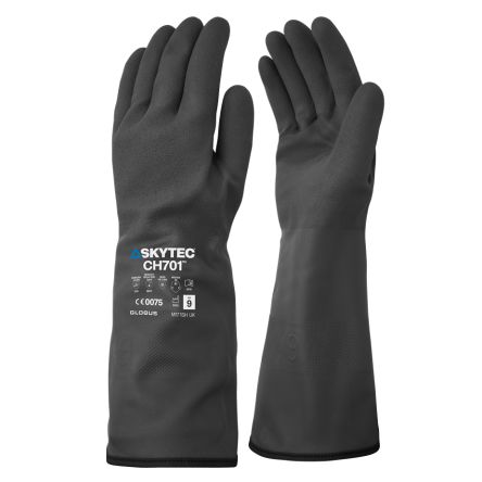 Skytec CH701 Black Nylon Chemical Resistant Work Gloves, Size 12, XXXL, Butyl Coating [SKG00119BN]; 671-307