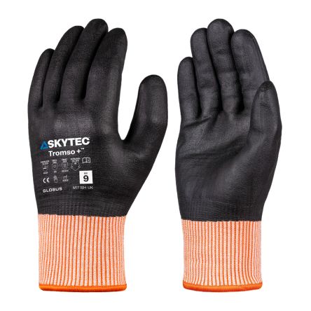 Skytec Tromso+ Black, Orange 13 Gauge HPPE, Acrylic, Nylon, Steel Fibre Cut Resistant Work Gloves, Size XL, Microporous [SKG00097FJ]; 671-375