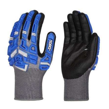 Skytec Torq Solano Black, Grey 15 Gauge HPPE, Nylon, Steel Fibre Cut Resistant, Impact Protection Work Gloves, Size [SKG00091FL]; 671-381