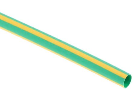 RS PRO Halogen Free Heat Shrink Tube, Green/Yellow 4mm Sleeve Dia. x 1m Length 2:1 Ratio [0]; 671-565