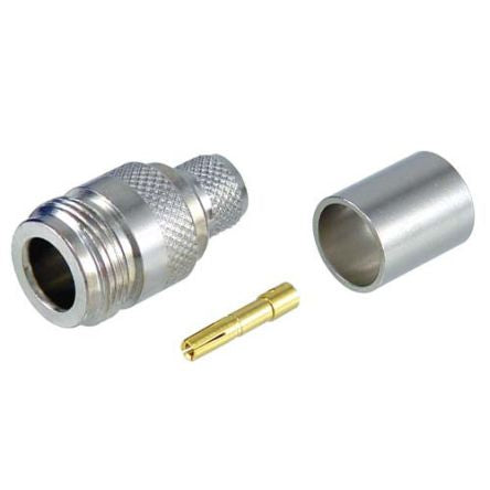 L-Com ANF Series, Jack Cable Mount N Connector, Crimp Termination, Straight Body [ANF-1406]; 671-811