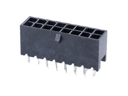 Molex 206832 Series Vertical Through Hole PCB Header, 16 Contact(s), 3 mm Pitch, 2 Row(s), Shrouded [206832-1601]; 683-485