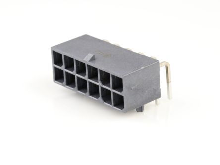 Molex 172064 Series Right Angle Through Hole PCB Header, 12 Contact(s), 5.7 mm Pitch, 2 Row(s), Shrouded [172064-0012]; 683-579