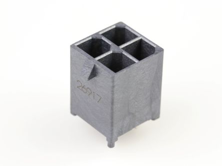 Molex 172065 Series Vertical Through Hole PCB Header, 4 Contact(s), 5.7 mm Pitch, 2 Row(s), Shrouded [172065-0304]; 683-580
