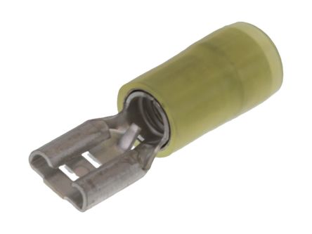 Molex 19019 Yellow Nylon Female Spade Connector, Quick Disconnect, 6.35 x 0.81mm Tab Size [19019-0038]; 684-516
