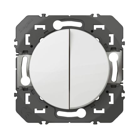 Legrand White Push Button Light Switch, 2 Way, 2 Gang, 6000 [600002]; 687-896