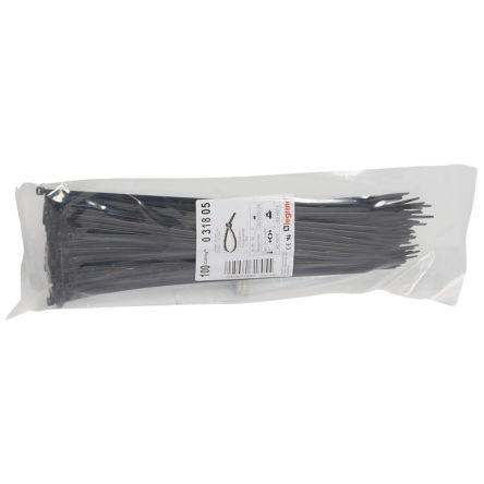 Legrand Cable Tie, Cable Ties, 280mm x 3.5 mm, Black Plastic, Pk-100units [031805]; 687-936