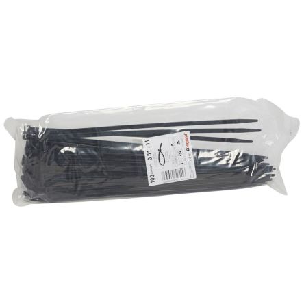 Legrand Cable Tie, Cable Ties, 360mm x 7.6 mm, Black Plastic, Pk-100units [031811]; 687-937