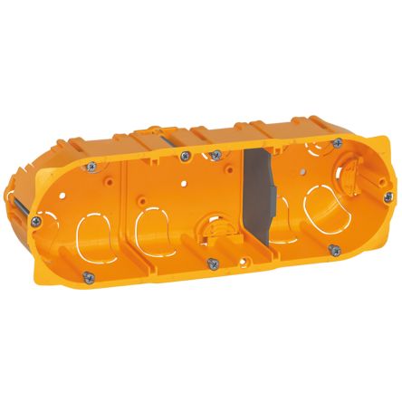 Legrand 0800 Yellow Plastic Back Boxes, IP20, Flush Mount Mount, 3 Gangs, 40 x 67mm [080043]; 687-939