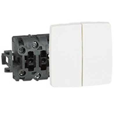 Legrand White Push Button Light Switch, 2 Way, 2 Gang, 0861 [086120]; 687-987