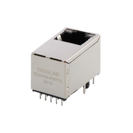 Taoglas RJ45 ICM Series Female RJ45 Connector, Through Hole, Cat5e Vertical 1 Port 1 -Way [TMJD4835-8KB51NL]; 690-686