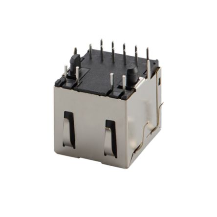 Taoglas TMJ Series Ethernet Connector, Surface Mount, EMI Shield Straight 1 Port [TMJD46046-8KE4NL6]; 690-736