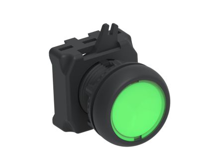 TE Connectivity ALCOSWITCH Series Illuminated Push Button Switch, Momentary, Panel Mount, 22.5mm Cutout, Green LED, IP65 [IPE22FLILGR]; 697-808